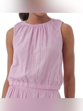 Like New - Pact Coastal Double Gauze Bubble Hem Top, Lilac Pink